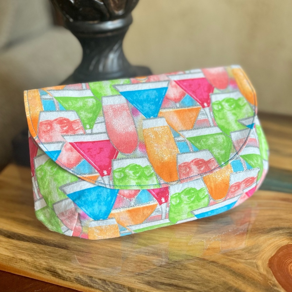 Bright Cocktails Print magnetic clasp Clutch Fabric Handmade Clutch
